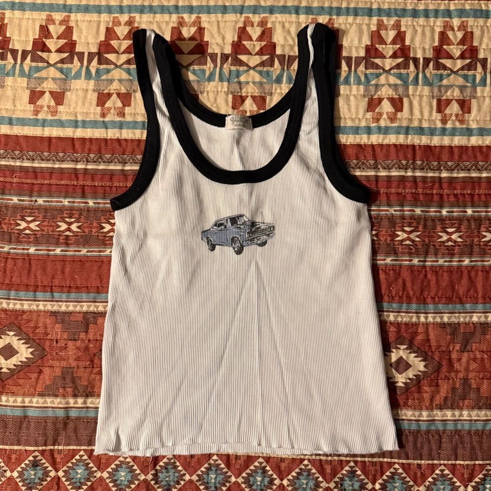 Brandy Melville Black and White Ribbed Tank Top small